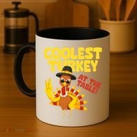 Coolest Turkey At The Table Thanksgiving Funny Coffee Mug thumb 4