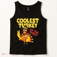 Coolest Turkey At The Table Thanksgiving Funny Tank Top thumb 2