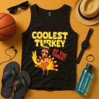 Coolest Turkey At The Table Thanksgiving Funny Tank Top thumb 4