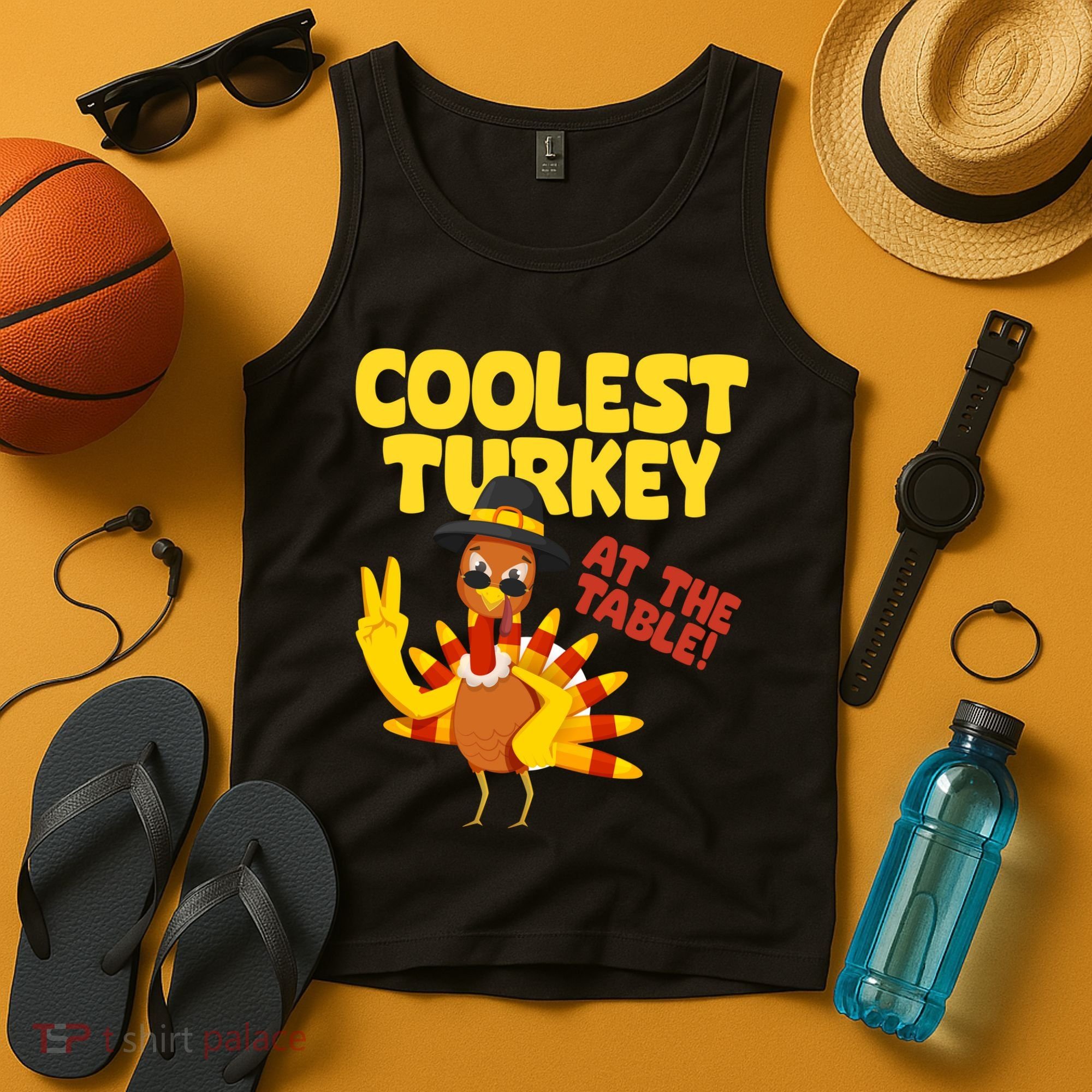 Coolest Turkey At The Table Thanksgiving Funny Tank Top