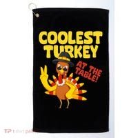Coolest Turkey At The Table Thanksgiving Funny Golf Towel thumb 0