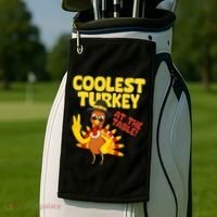 Coolest Turkey At The Table Thanksgiving Funny Golf Towel thumb 2