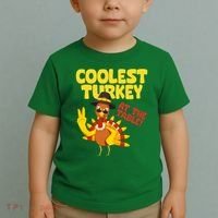 Coolest Turkey At The Table Thanksgiving Funny Toddler T-Shirt thumb 2