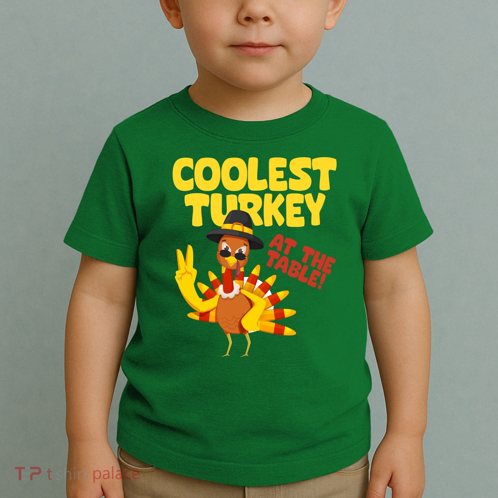 Coolest Turkey At The Table Thanksgiving Funny Toddler T-Shirt