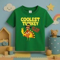 Coolest Turkey At The Table Thanksgiving Funny Toddler T-Shirt thumb 3