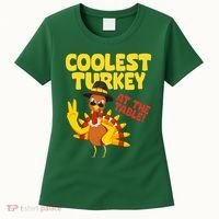 Coolest Turkey At The Table Thanksgiving Funny Women's T-Shirt thumb 0