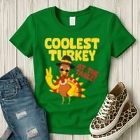 Coolest Turkey At The Table Thanksgiving Funny Women's T-Shirt thumb 3