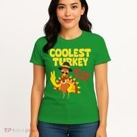 Coolest Turkey At The Table Thanksgiving Funny Women's T-Shirt thumb 4