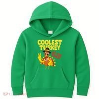 Coolest Turkey At The Table Thanksgiving Funny Kids Hoodie thumb 0
