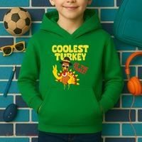 Coolest Turkey At The Table Thanksgiving Funny Kids Hoodie thumb 2