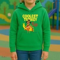 Coolest Turkey At The Table Thanksgiving Funny Kids Hoodie thumb 3