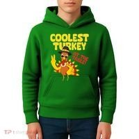 Coolest Turkey At The Table Thanksgiving Funny Kids Hoodie thumb 4