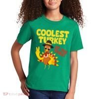 Coolest Turkey At The Table Thanksgiving Funny Kids T-Shirt thumb 2