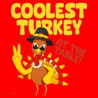 Coolest Turkey At The Table Thanksgiving Funny Santa Hat thumb 1