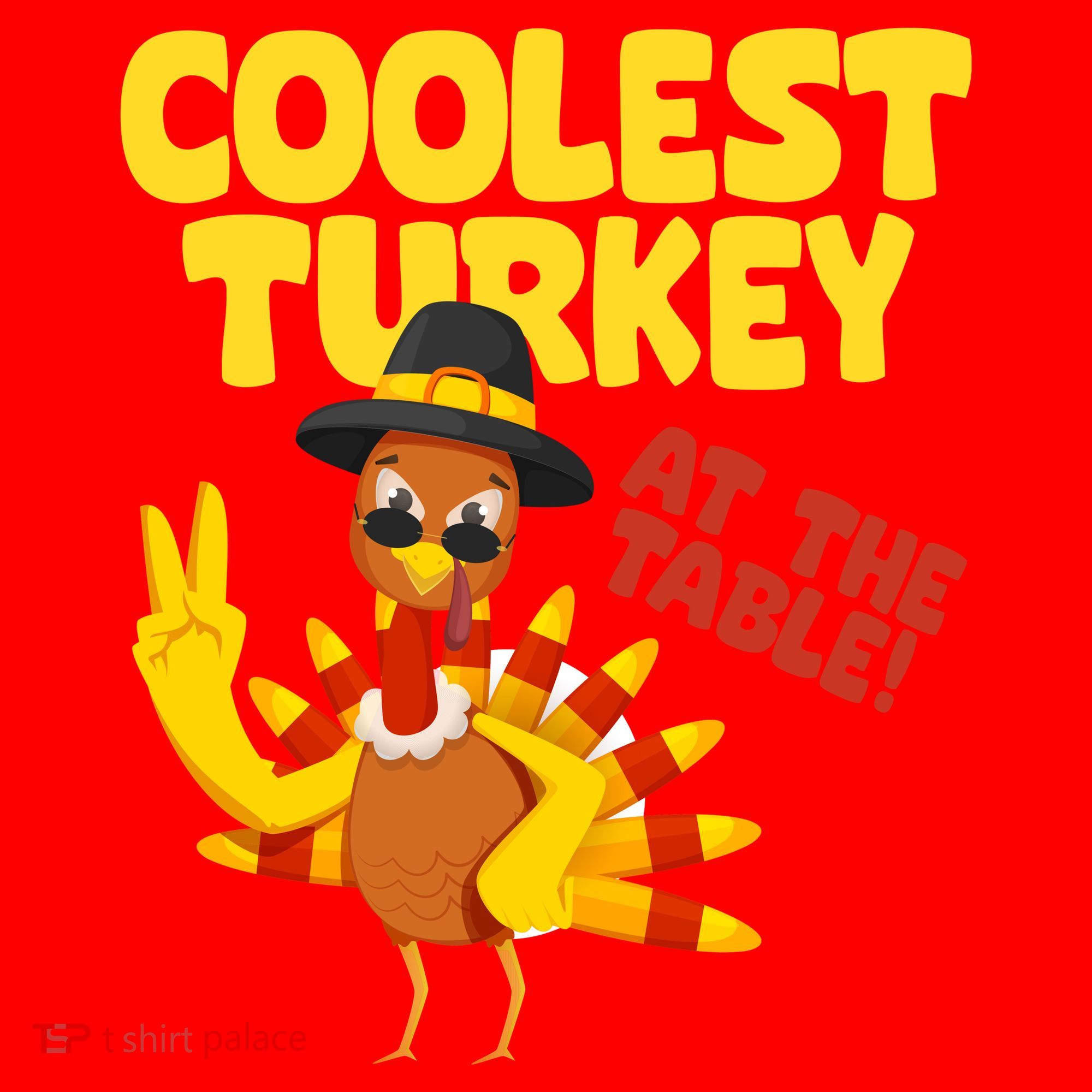 Coolest Turkey At The Table Thanksgiving Funny Santa Hat