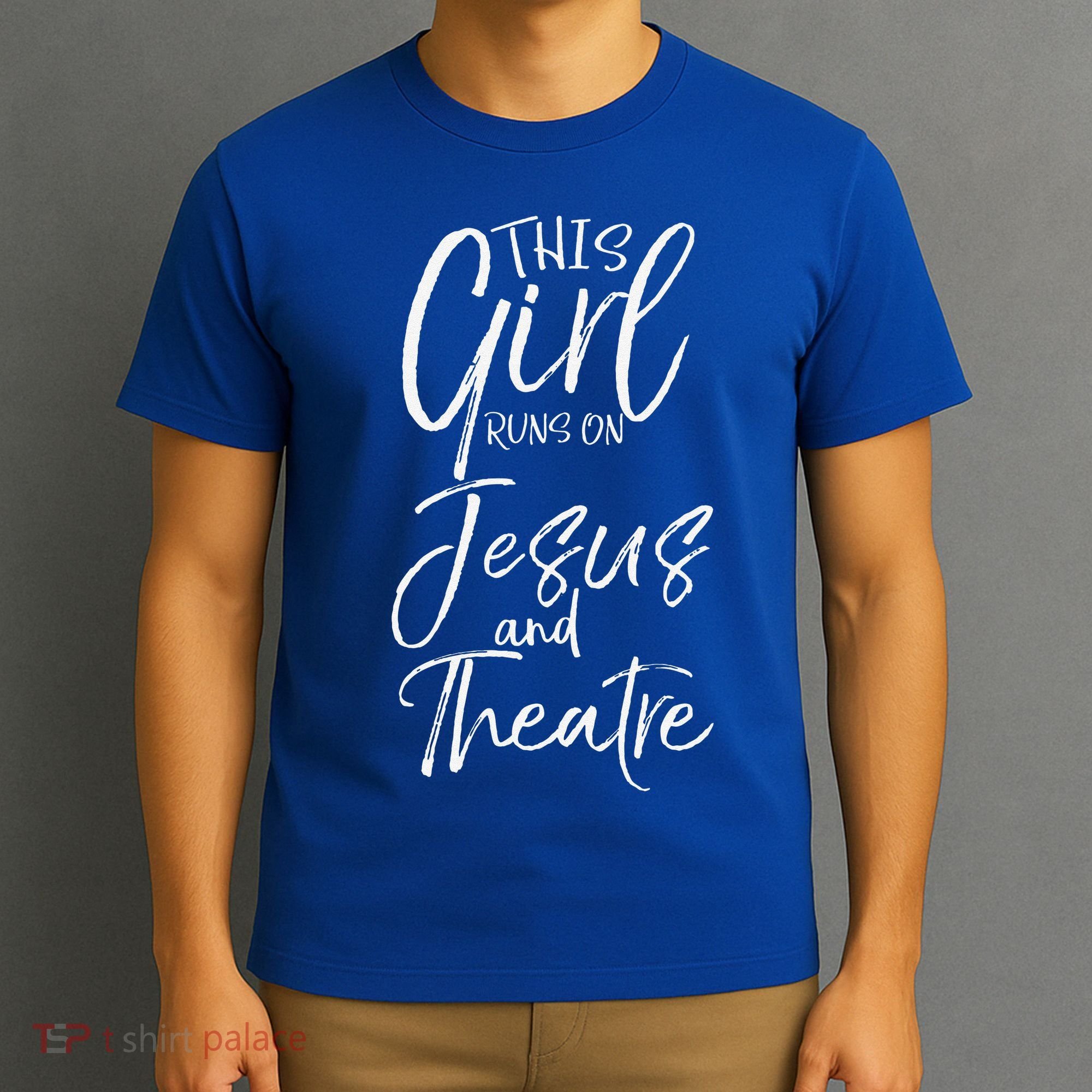 Cute Theater Actor Gift This Girl Runs On Jesus And Theatre T-Shirt