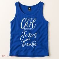 Cute Theater Actor Gift This Girl Runs On Jesus And Theatre Tank Top thumb 2