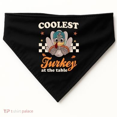 Coolest Turkey At The Table Cute Thanksgiving USA-Made Doggie Bandana