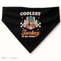 Coolest Turkey At The Table Cute Thanksgiving USA-Made Doggie Bandana thumb 0