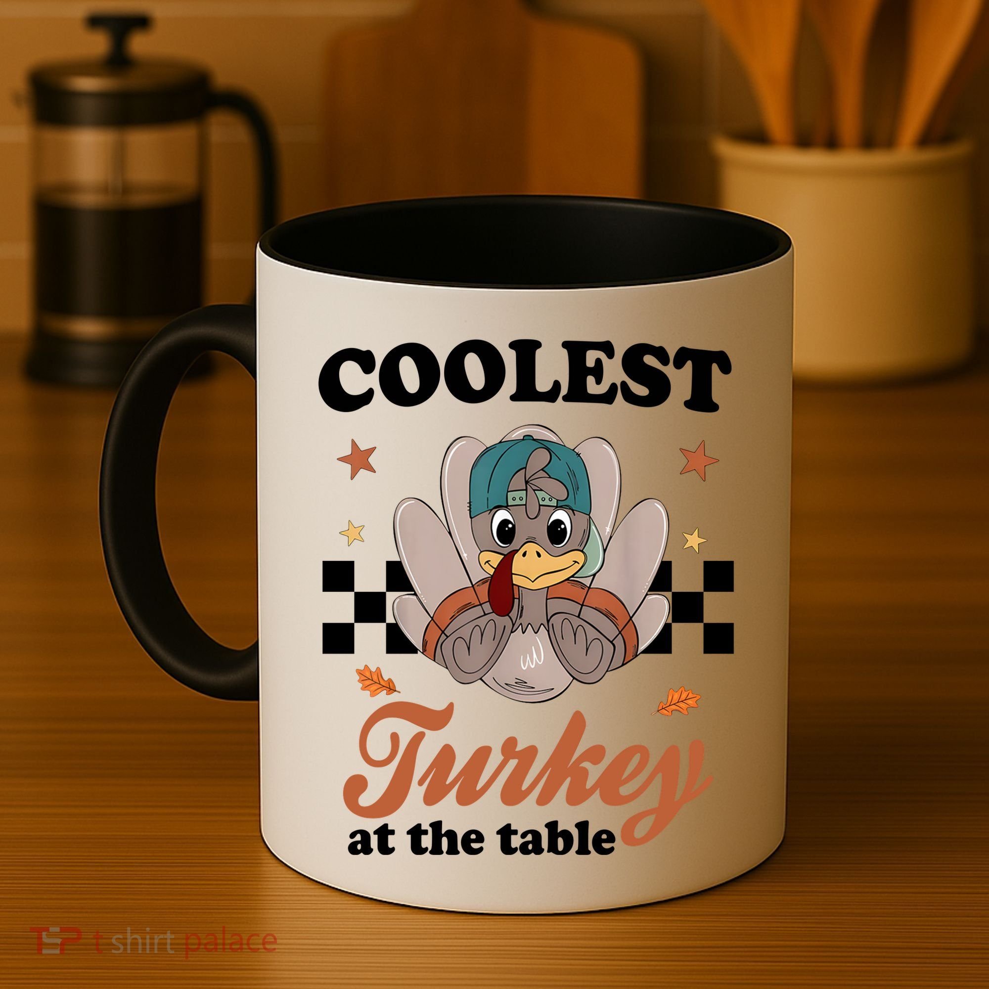 Coolest Turkey At The Table Cute Thanksgiving Coffee Mug