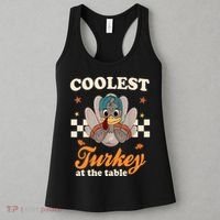 Coolest Turkey At The Table Cute Thanksgiving Women's Tank Top thumb 3