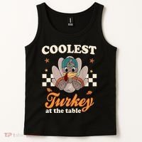 Coolest Turkey At The Table Cute Thanksgiving Tank Top thumb 2