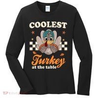 Coolest Turkey At The Table Cute Thanksgiving Women's Long Sleeve Shirt thumb 0