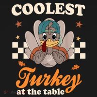 Coolest Turkey At The Table Cute Thanksgiving Women's Long Sleeve Shirt thumb 2