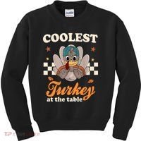 Coolest Turkey At The Table Cute Thanksgiving Kids Sweatshirt thumb 0