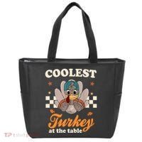 Coolest Turkey At The Table Cute Thanksgiving Tote Bag thumb 0