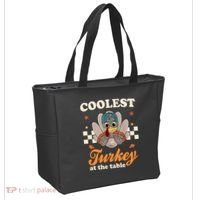 Coolest Turkey At The Table Cute Thanksgiving Tote Bag thumb 2