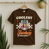 Coolest Turkey At The Table Cute Thanksgiving T-Shirt thumb 2
