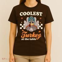 Coolest Turkey At The Table Cute Thanksgiving T-Shirt thumb 4