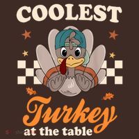 Coolest Turkey At The Table Cute Thanksgiving Coaster thumb 2