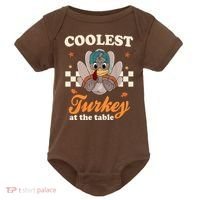 Coolest Turkey At The Table Cute Thanksgiving Baby Bodysuit thumb 0