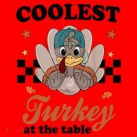 Coolest Turkey At The Table Cute Thanksgiving Santa Hat thumb 1