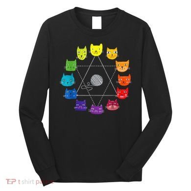 Cat Themed Artist Color Wheel Educational Long Sleeve Shirt