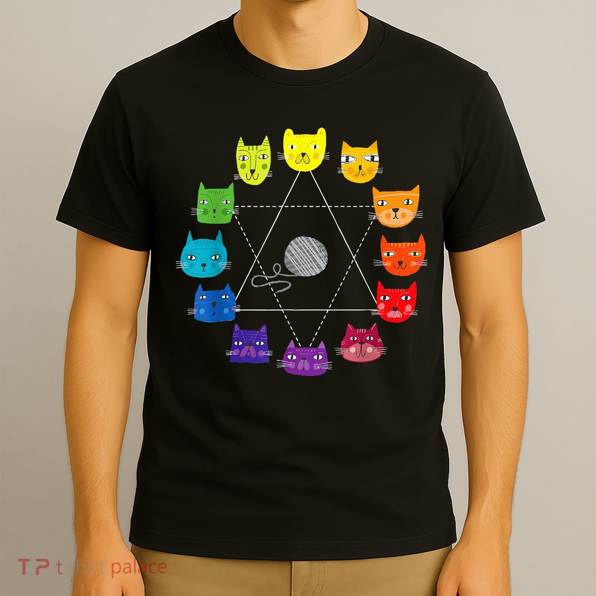 Cat Themed Artist Color Wheel Educational T-Shirt