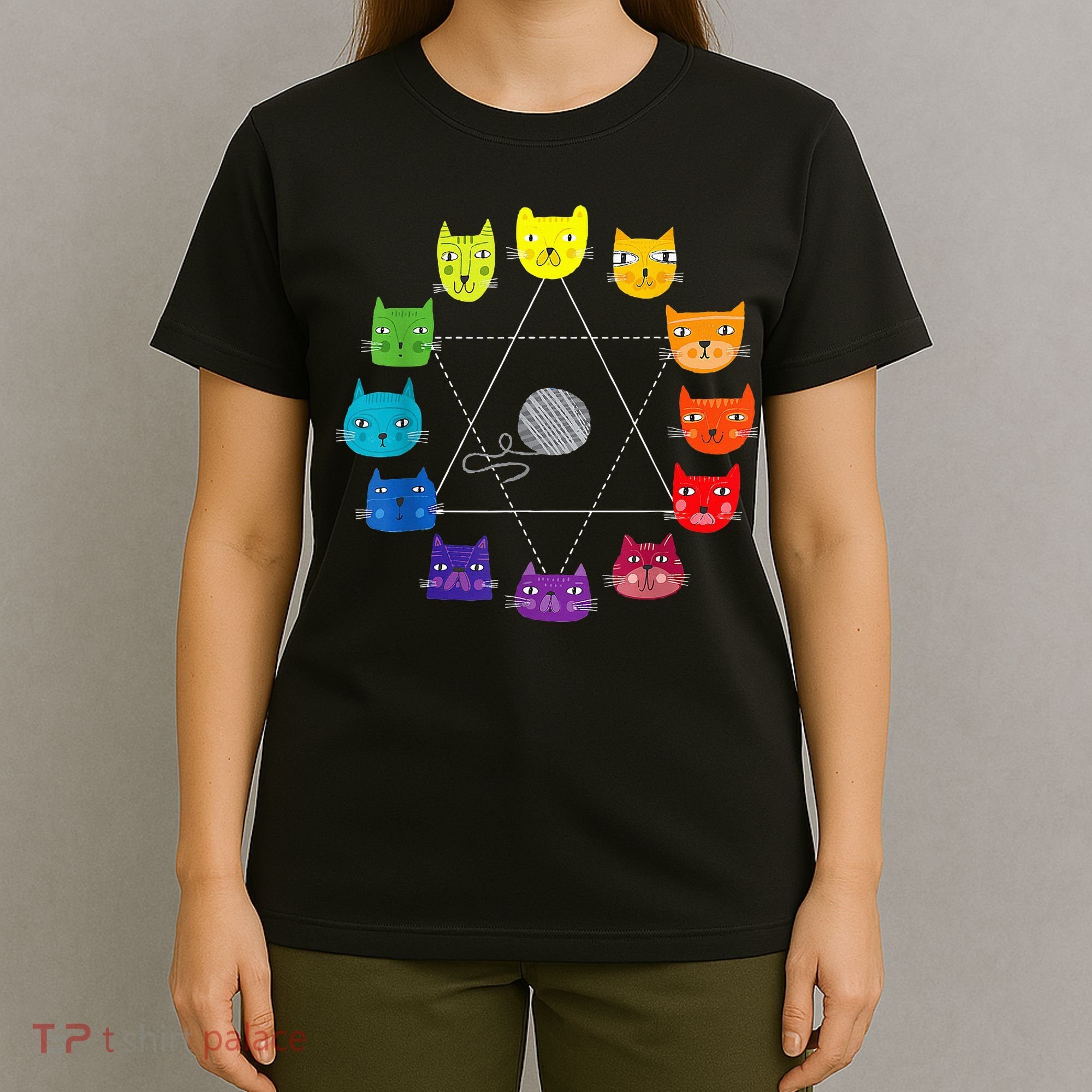 Cat Themed Artist Color Wheel Educational T-Shirt