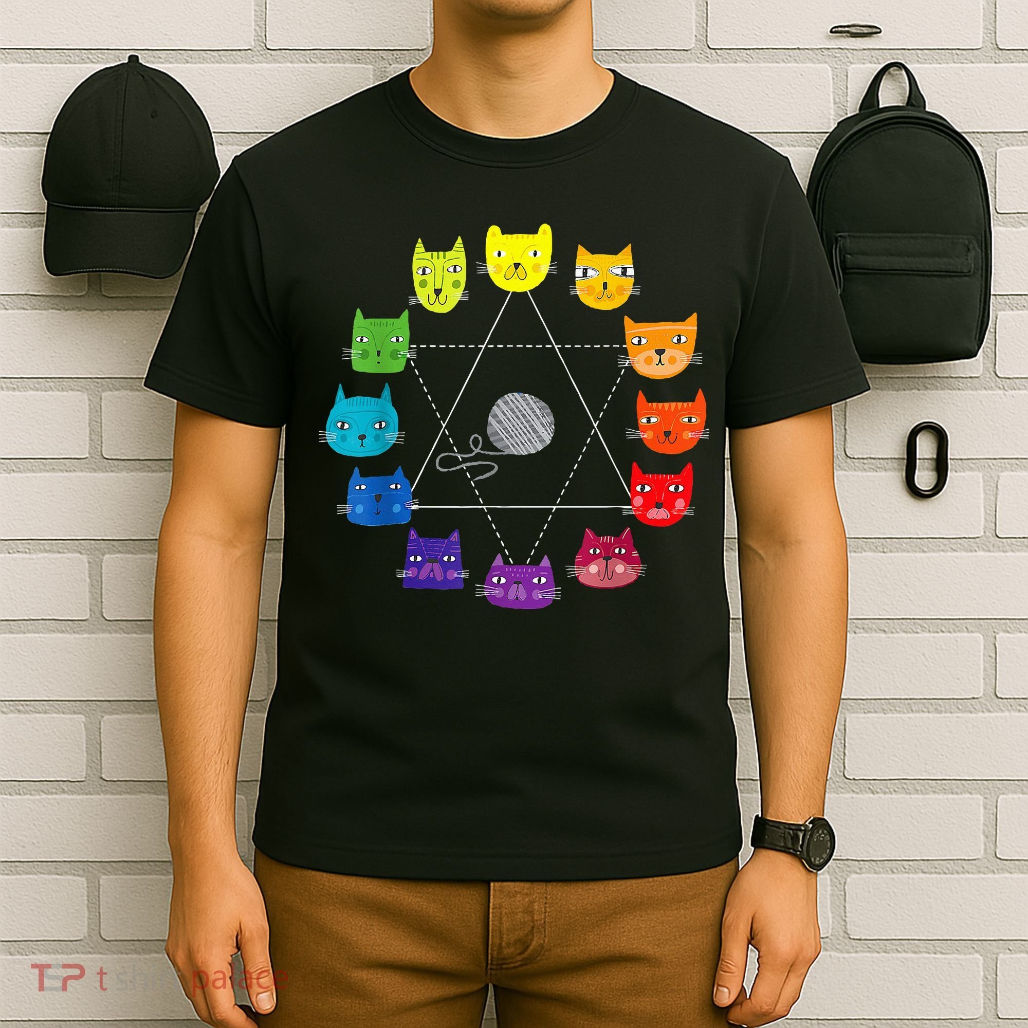 Cat Themed Artist Color Wheel Educational T-Shirt