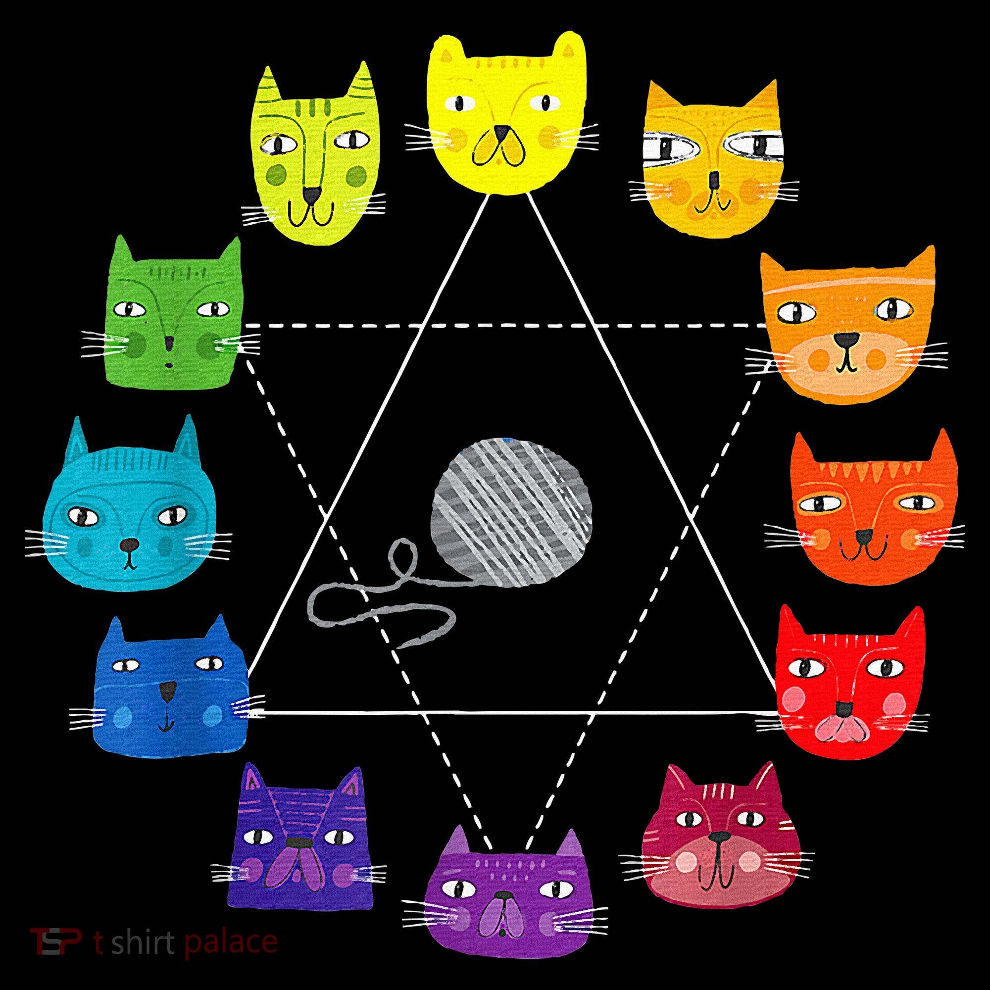 Cat Themed Artist Color Wheel Educational T-Shirt