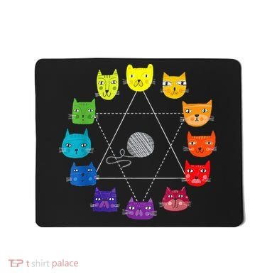 Cat Themed Artist Color Wheel Educational Mousepad
