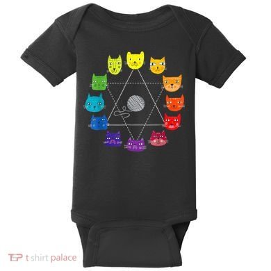 Cat Themed Artist Color Wheel Educational Baby Bodysuit