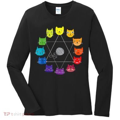 Cat Themed Artist Color Wheel Educational Women's Long Sleeve Shirt