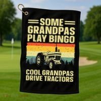 Cool Tractor Art For Grandpa Farming Farmer Farm Tractor Golf Towel thumb 1