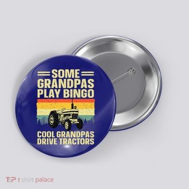 Cool Tractor Art For Grandpa Farming Farmer Farm Tractor Button