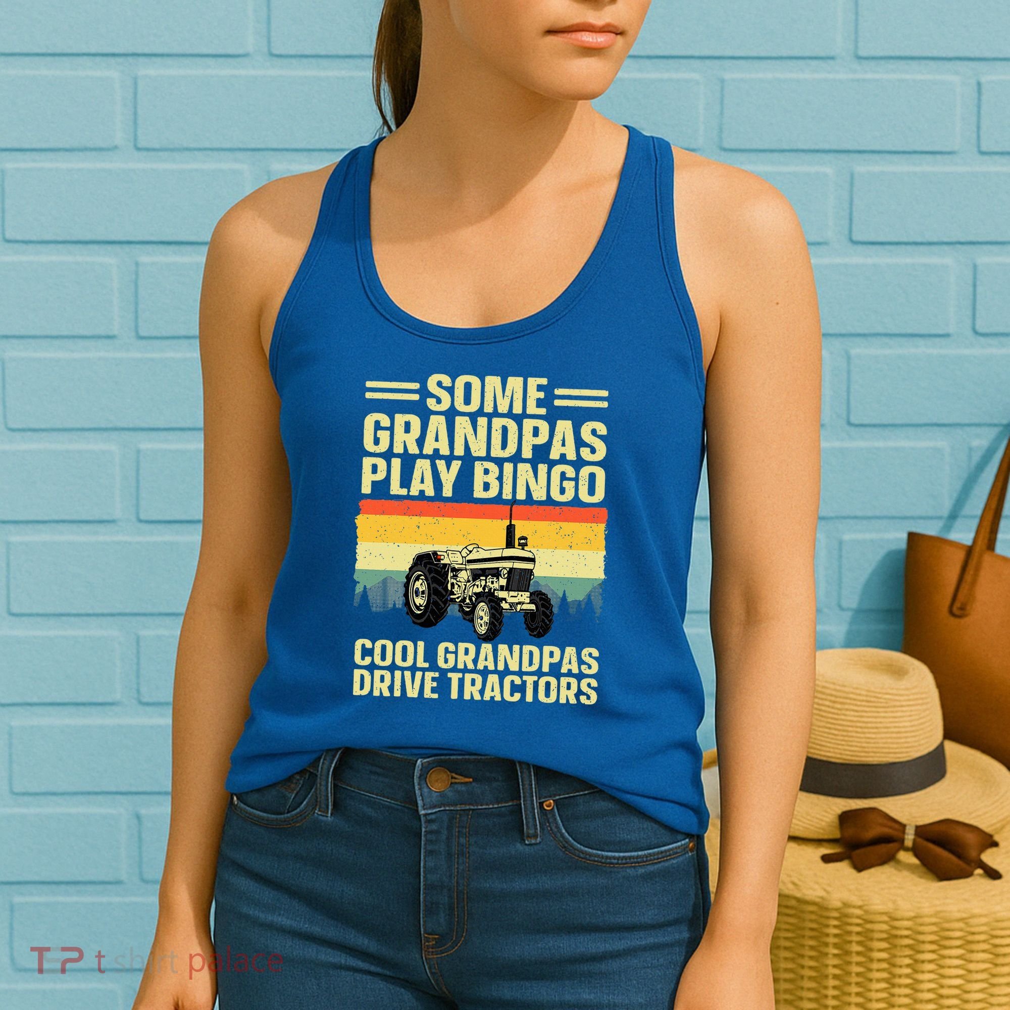 Cool Tractor Art For Grandpa Farming Farmer Farm Tractor Women's Tank Top