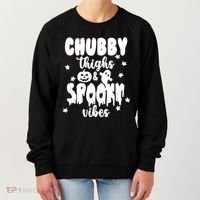 Chubby Thighs And Spooky Vibes Cute Halloween Women's Sweatshirt thumb 0