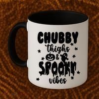Chubby Thighs And Spooky Vibes Cute Halloween Coffee Mug thumb 2