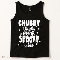 Chubby Thighs And Spooky Vibes Cute Halloween Tank Top thumb 2